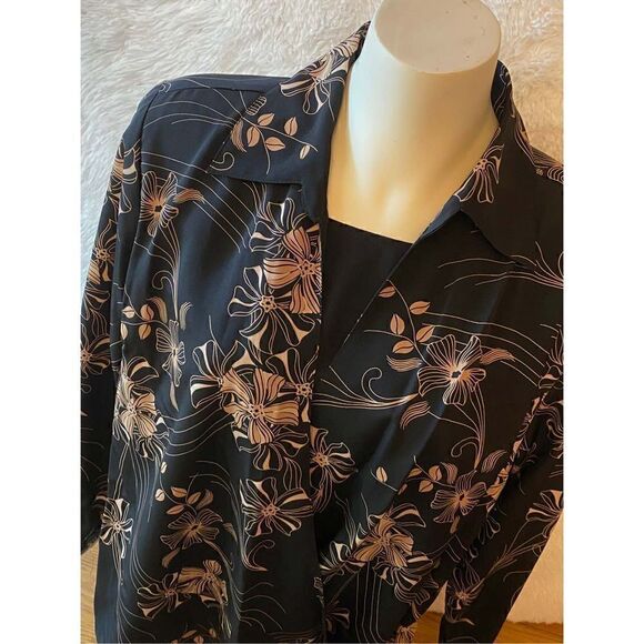 LN Karen Scott SZ S Woman’s Beautiful Black/Gold Floral Print Blouse - Picture 1 of 9